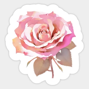 Romantic Blush Pink Isolated Abstract Rose Watercolor Flower Painting Sticker